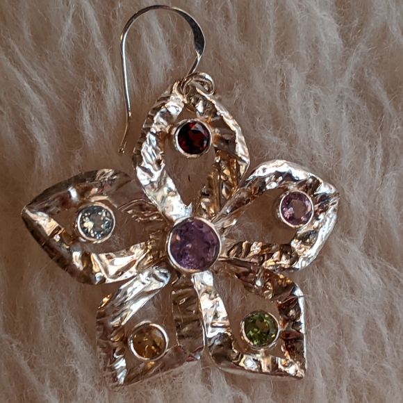 Multi Gemstone Star Earrings - Picture 7 of 7